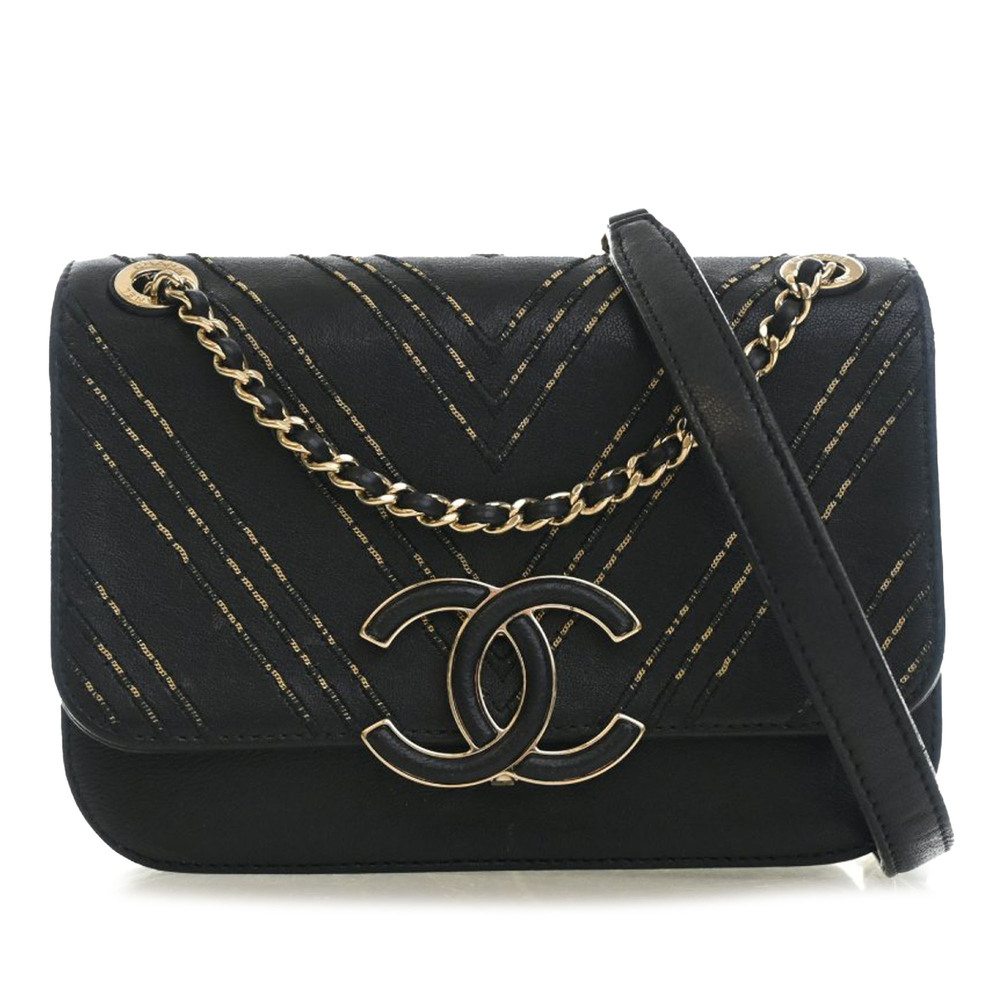 Pre-Loved Chanel Small Chevron Sheepskin Subtle Flap